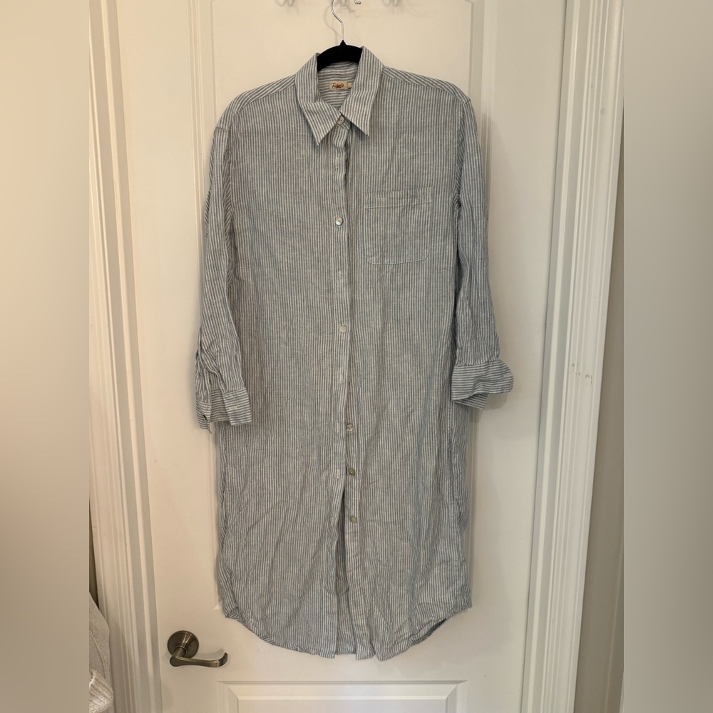 Faherty Blue Striped Midi Dress